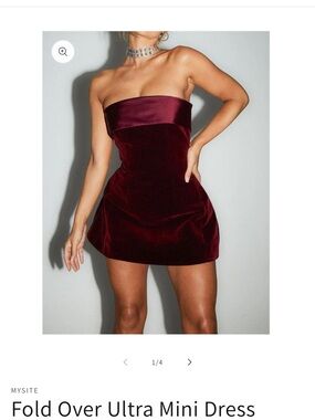 Fold Over Strapless Mini Dress - Burgundy